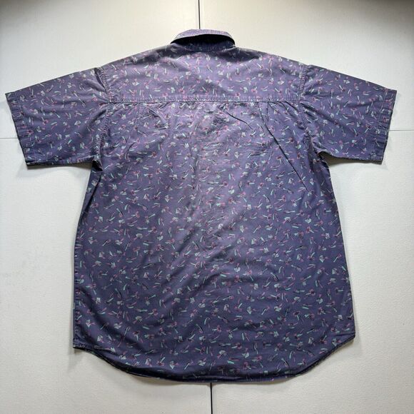 Vintage Columbia Shirt Mens Large Purple Button Down Fly Fishing Print Outdoor - Picture 4 of 8